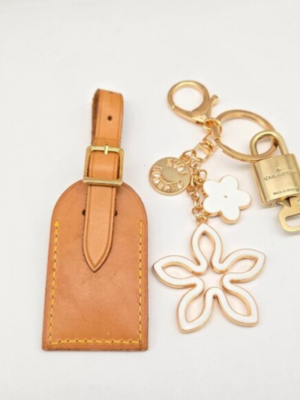 Authentic Louis Vuitton Luggage Nametag and Gold Padlock with Unbranded Keycharm - Picture 4 of 9